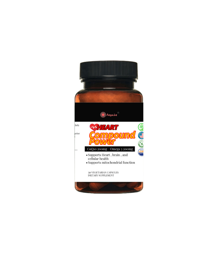 Aegabe Heart Health Supplements,with Coenzyme Q10 200mg,Omega-3 200mg,Dual Action,Ultra High Absorption,Boosts Myocardial Cell Energy and Vascular Elasticity,Reduces Blood Lipids and Vascular Resistance