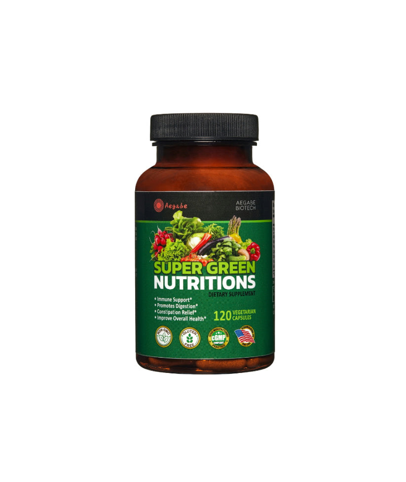 Aegabe Super  Green Nutritions, Made from 36 Superfood Ingredients,2 Months Supply Per Bottle, Improves constipation, Gut & Digestive Health, Provides Multivitamins & Minerals,120 capsule